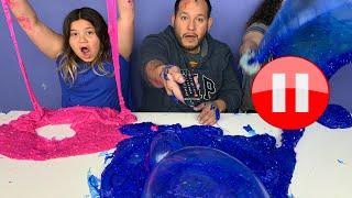 Pause Challenge - Pause Slime Challenge with Our Dad!