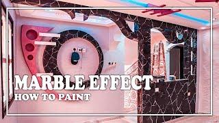 how to paint black marble effect (painting wall)