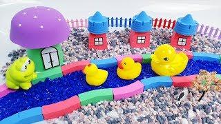 Learn Colors and How To Make Mushroom House Riverside with Kinetic Sand | TicTic Toys