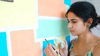 DIY Easy Wall Makeover in 200Rs.| Design Your Old Walls| Easy Wall Paint Free Hand Design by Tulika