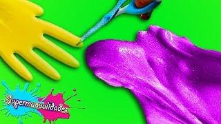 3 Colors of glue Slime challenge con Guantes y Ruleta (3 Colores de pegamento) ????SUPERMANUALIDADES
