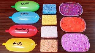 Making Slime With Funny Balloons Floam Bricks And Old Slimes