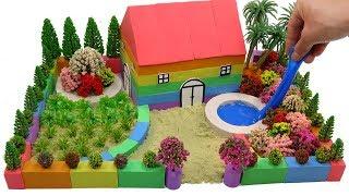 DIY How To Make Garden House Villa with Kinetic Sand, Mad Mattr, Slime