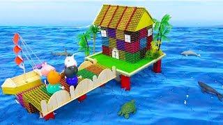 ASMR - DIY How To Make  House On The Sea With Mini Magnetic Balls & Peppa Pig Toys | Magnetic TV