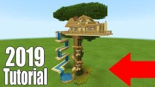 Minecraft Tutorial: How To Make A Ultimate Survival Tree house With a Water Slide 2019
