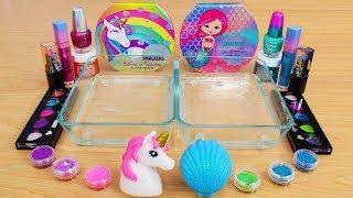 Unicorn vs Mermaid - Mixing Makeup Eyeshadow Into Slime! Special Series 102 Satisfying Slime Video