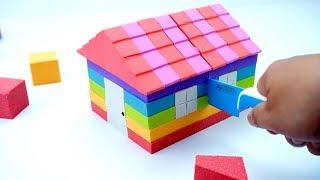 DIY How To Make Rainbow House by Mad Mattr Kinetic Sand | Making Colors Kinetic Sand House