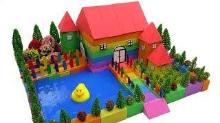 DIY How To Make Garden House, Pool with Kinetic Sand, Mad Mattr, Slime, Wooden Sticks
