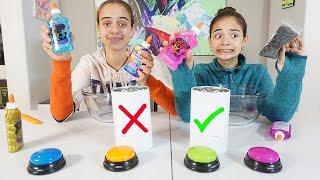 Don't Push The Wrong Button Slime Challenge with Sophia and Sarah!