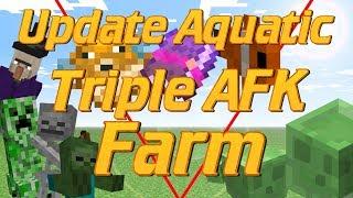 How to make a TRIPLE AFK Farm in Minecraft Update Aquatic 1 13 | SLIME FISH AND MOB FARM ALL AFK