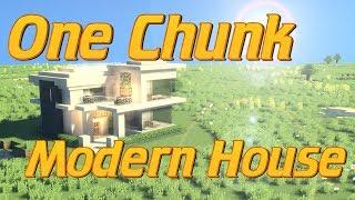 How to build a one chunk Modern house in Minecraft | Minecrat Lets Build Tutorial | Modern House in