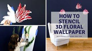 How To Easily Paint 3D Flowers With Tulip Stencils on an Accent Wall [ FULL TUTORIAL]