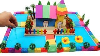 DIY How To Make Garden House, Pool with Kinetic Sand, Mad Mattr, Slime, Model Trees, Wooden Sticks
