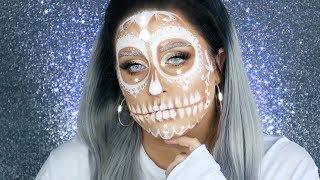 SUGAR SKULL MAKEUP TUTORIAL | White Glam Sugar Skull Makeup