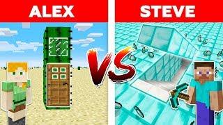 MINECRAFT - ALEX vs STEVE! DIAMOND SECRET BASE vs HIDDEN CACTUS HOUSE / Minecraft Animation #5