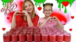 Making Slime for Our Classmates on Valentine's Day !!! DIY Valentine's Day Slime For School!!!