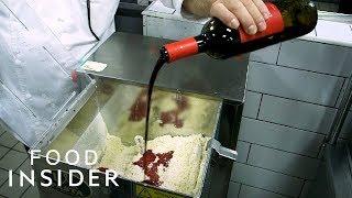 Wine-Infused Pasta Is Cooked In Giant Cheese Wheel