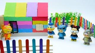 DIY How To Make Mad Mattr Rainbow House for Baby Mickey Mouse Kinetic Sand Color Learning for Kids