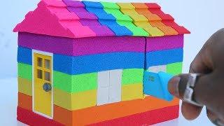 How To make Super Rainbow House Kinetic Sand Colors For Children To Learn DIY