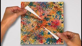 Abstract Painting Using Masking Tape and Spray Bottle - Easy