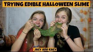 Edible Halloween Slime Kit vs DIY Edible Halloween Slime ~ Jacy and Kacy