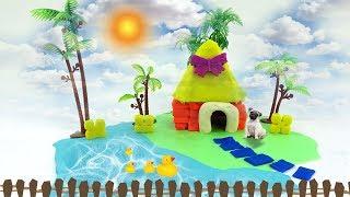 Play Doh House in the Sky How to Make Colorful House with Play Doh Clay Modelling Learn Colors Kids