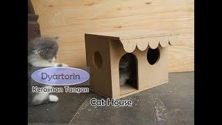 Cara membuat rumah kucing dari papan mdf | diy easy cat house