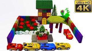 ASMR and DIY How To Make Garden House with Magnetic Balls, Kinetic sand and Car toys