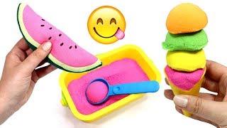 Kinetic Sand Ice Cream Making Learn Fruits with Toys Kinetic Sand Videos for Kids