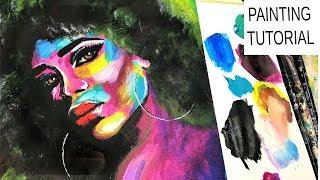 AFRICAN WOMAN PAINTING | Colorful Acrylic Lady | Statement wall decor