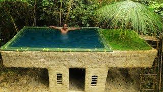 Building Most Beautiful Bamboo Swimming Pool On The Villa House By Ancient Skill