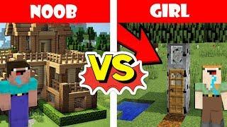 Minecraft NOOB vs GIRL : BUILDING A HOUSE ( Animation )