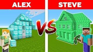 MINECRAFT - ALEX vs STEVE! DIAMOND HOUSE VS EMERALD HOUSE BATTLE / Minecraft Animation #9