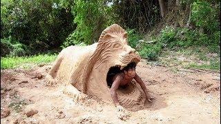 Primitive Technology, build lion​ house with Clay