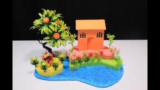 How to Make Beautiful Hot Glue Waterfall Mini House -  DIY Crafting