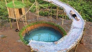 Build Water Slide House Around Underground Swimming Pool