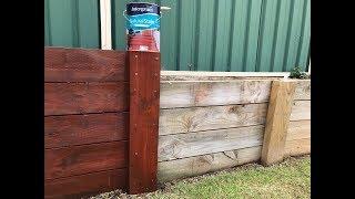 stain timber retaining wall transformation - DIY makeover