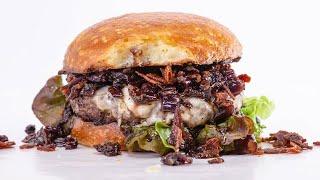 How To Make Half-Pound Beef Burgers with Drunken Red Onion Jam By Rachael