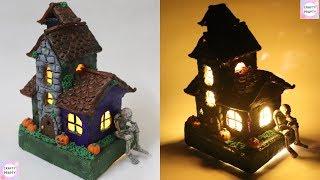 DIY Haunted House Lamp For Halloween / How to make Ghost House / Halloween Lantern / Manualidades