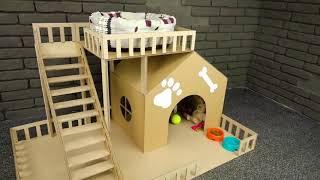 How to Make Amazing House from Cardboard for Puppy Dog and Kitten