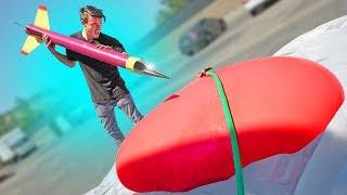 Throwing A GIANT DIY DART At A BIG RED WATER BALLOON! Learn How To Make FUN DART! (FUNNY FAIL!)