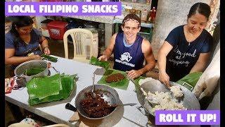 COOKING FILIPINO SNACKS AT HOME WITH A FAMILY - Coconut Wine Pancakes and Moron