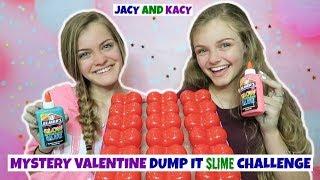 Mystery Valentine Dump It Slime Challenge ~ Jacy and Kacy