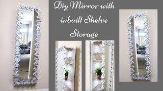 Diy Decorative Wall Mirror with Inbuilt Storage! Quick and Easy Home improvement Ideas!