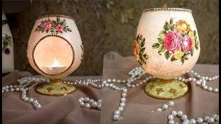 DIY | CANDLE  LIGHT WINE GLASS ,DIY home decor