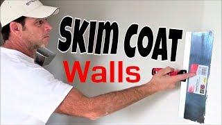 Drywall Construction Workers skim coat walls with paint roller trick! EP2