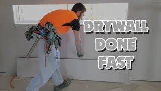 Drywall Construction Workers Sheet Room in Minutes
