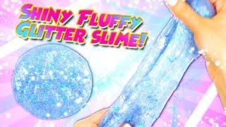 DIY Glitter Fluffy and Shiny Blue Slime! Pearl Fluffy Slime Recipe