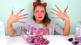 DON'T MAKE SLIME WITH SUPER LONG ACRYLIC NAILS CHALLENGE!!
