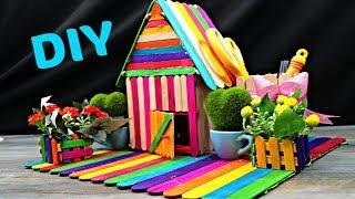 How to Make Colorful Popsicle Sticks House & Pen Stand | DIY & Crafts Idea
